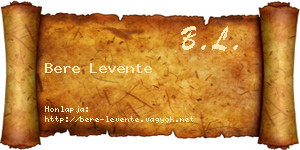 Bere Levente névjegykártya